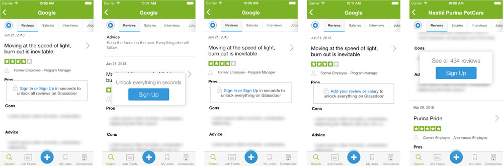 Glassdoor mobile a/b test 