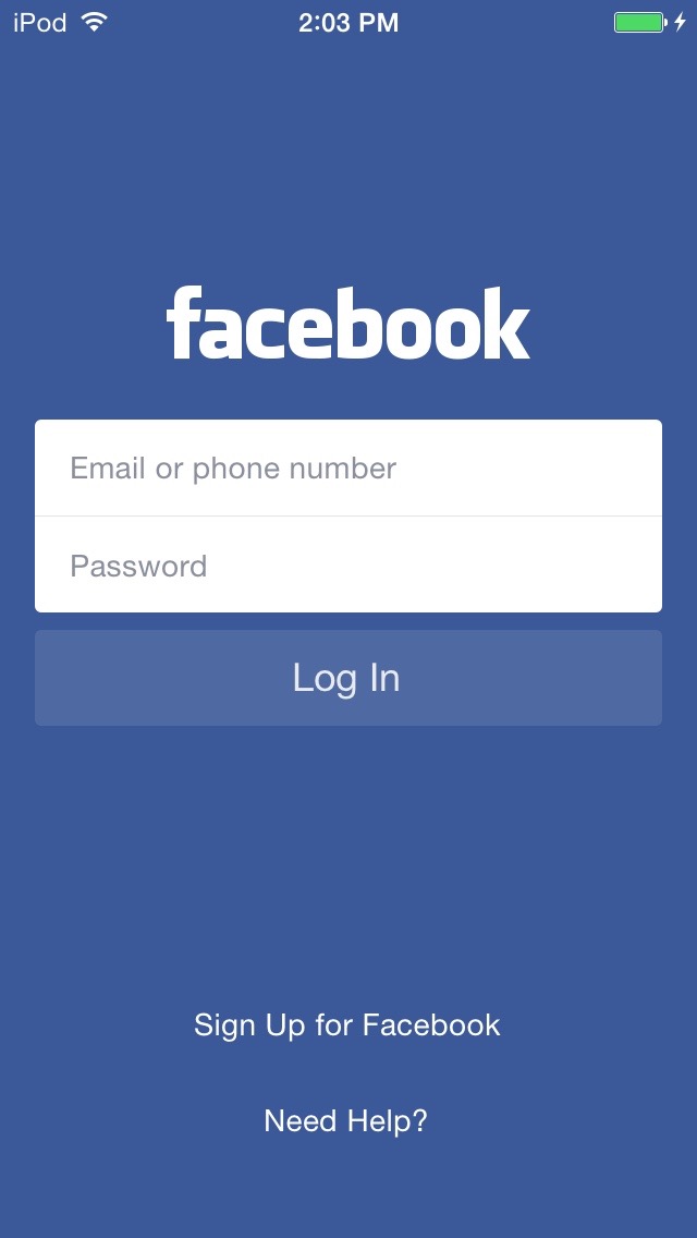 Facebook login in mobile phone m