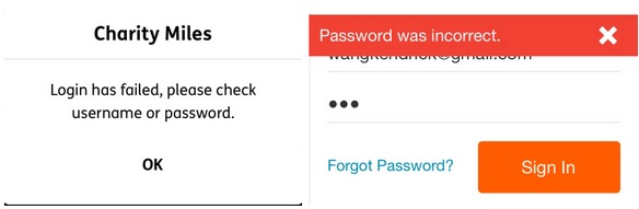 password incorrect