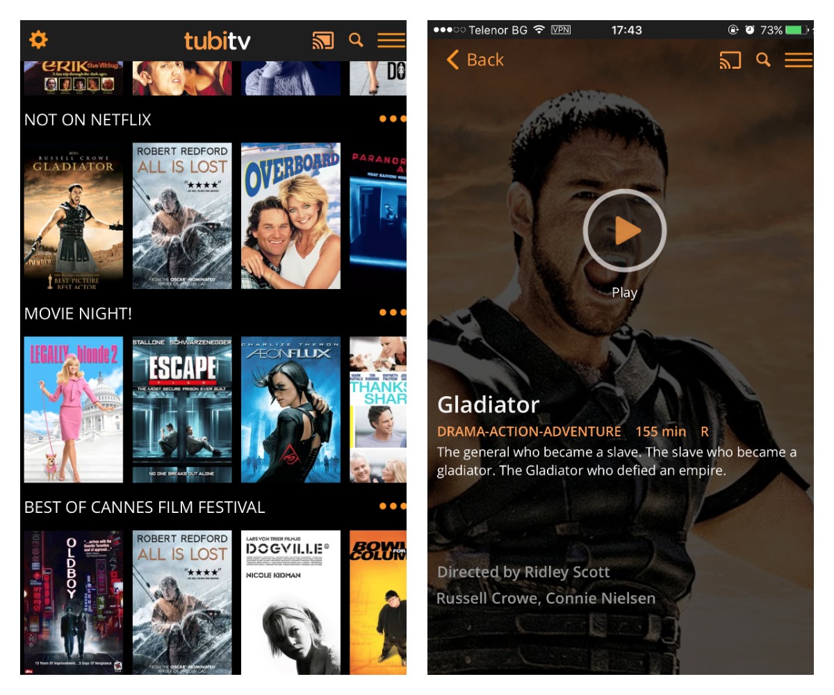 UX for mobile apps - TubiTV